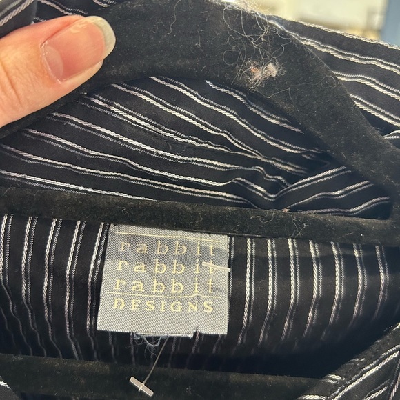 Rabbit Rabbit Rabbit vintage Black and White striped button down Dress - Picture 2 of 3